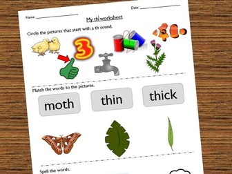 Differentiated Phonics Worksheet - th sound