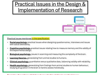 A-level Edexcel Psychology- Issues & Debates (Practical Issues)