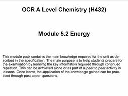 OCR A Level Chemistry (H432) Module 5.2 Energy