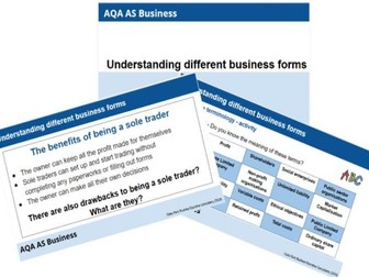 AQA Business:  3.1.2 Understanding different business form