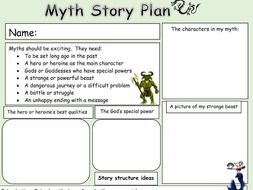 Greek Myth story planning template for pupils to use to plan their own