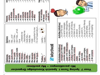 Spanish yr7 - "mis pasatiempos" booklet