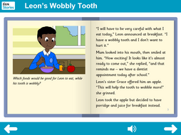 Leon's Wobbly Tooth Interactive Storybook - Independent Reader Level - PSHE KS1