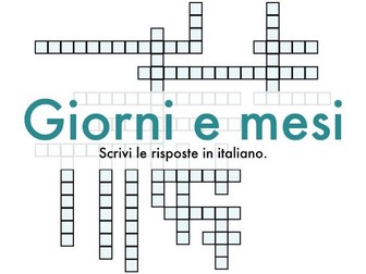 Giorni E Mesi Italian Days & Months Crossword