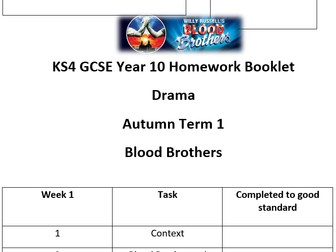 Year 10 Homework booklet Bundle Drama