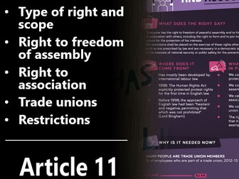 Article 11 ECHR lessons for A level Law
