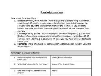 Norman England (AQA GCSE) Knowledge Questions with answers