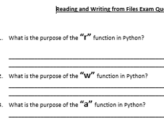 GCSE Python Progress Checks/ Exam Questions/ Activities/ HW