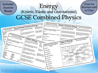 Energy (Kinetic, Elastic and Gravitational) - GCSE Physics Worksheets