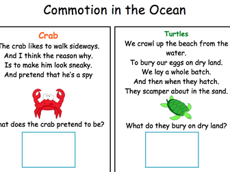 Commotion in the Ocean Autism work book