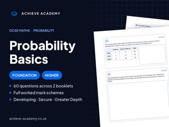 Probability Basics GCSE Maths Booklets | Foundation & Higher + Mark Schemes