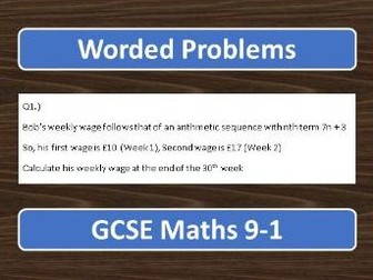GCSE Maths 9-1 Worded Problems