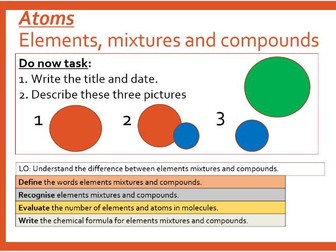 Elements Compounds and Mixtures. (OFSTED Lesson observation)