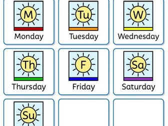 Days of the week widgits for everyday use in your classroom