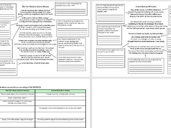 Mid-Term Break and Funeral Blues Comparison Sheet