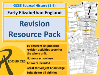 GCSE History (Edexcel) Early Elizabethan England Paper 2 Revision Resources Pack