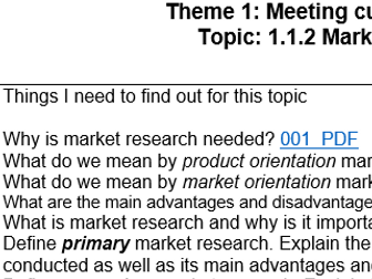 EDEXCEL YEAR 12 - Market Research 2/8