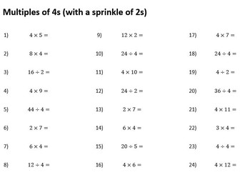 4 times table practice