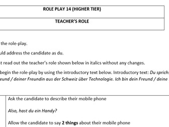 AQA German GCSE Role Play 2026 Technology