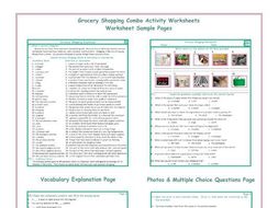 Grocery Shopping Combo Activity Worksheets
