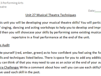 Unit 27 Musical Theatre Skills Audit