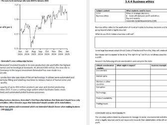 3.4  Influences on business decisions Edexcel A Level Business Studies booklet