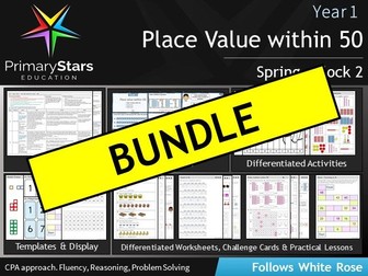 YEAR 1 - Place Value (within 50) - White Rose - COMPLETE Block 2 - Spring BUNDLE