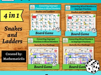 Converting Improper Fractions and Mixed Numbers Dice Games Bundle