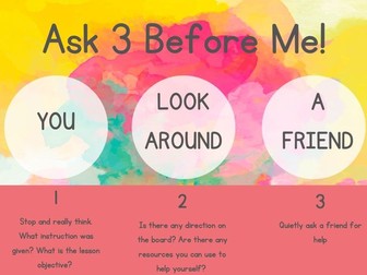 3 Before Me Poster - Classroom Management