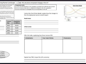 Edexcel B GCSE Geography Revision Booklet Exam Questions Paper 2Topic 5: Human Landscape of the UK