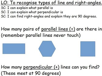 Maths angles Year 3 Parallel and perpendicular