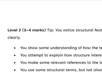 English Lang P1 Q3 AQA Student mark scheme