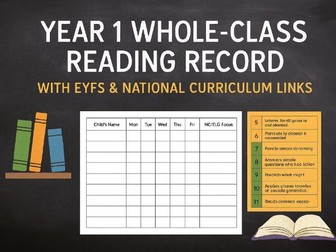 Year 1 Whole-Class Reading Record with EYFS & National Curriculum Links
