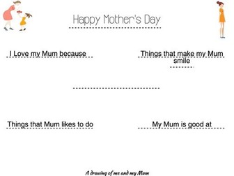 Mother's Day activity sheet for KS1 and KS2