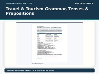 AQA GCSE French 8652 - Travel & Tourism Grammar, Tenses & Prepositions