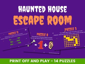 Printable Halloween Haunted House escape room | Problem solving game