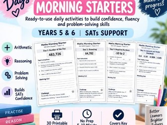 KS2 Maths Morning Starters | Year 5 & 6 SATs Revision | 30 Daily Activities