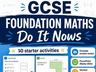 GCSE Foundation Maths - Do It Now Starters - Securing Grade 4 - interleaved exam questions