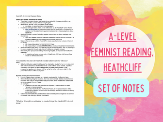 A-level English - Notes on a Feminist Reading of Heathcliff