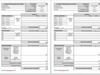 9-1 MFL GCSE Speaking Practice Editable Checklist / Assessment Grid AQA - @HFLanguages