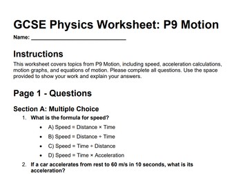 AQA GCSE Physics P9 Motion