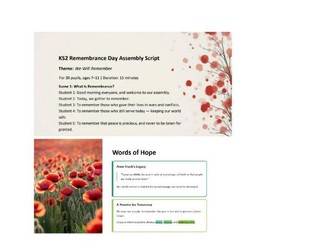 Remembrance Day KS2 Class Assembly Script & Presentation Bundle