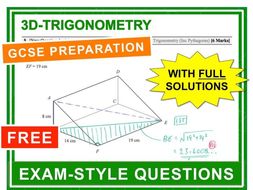 GCSE 9-1 Exam Question Practice (3D Pythagoras + Trigonometry)