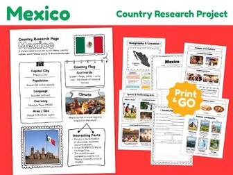 Mexico Country Study Worksheets | Geography & Culture