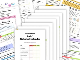 NEW AQA A Level Biology Year 1 and 2 Model Answer Notes Topics 1-8