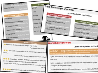 Fast Fashion (Spanish) - Knowledge Organiser & Activities (Conti Style)