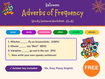 FREE Halloween Adverbs of Frequency for ESL
