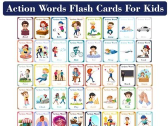 Action Words Flashcards for Kids