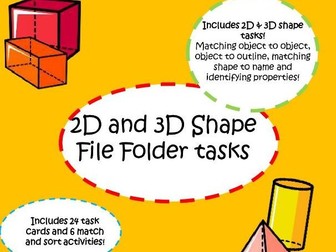 2d and 3d shape Workstation tasks - independent Autism activities