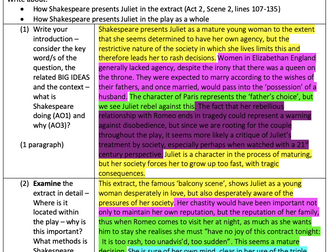 AQA English Literature Romeo and Juliet Example Responses